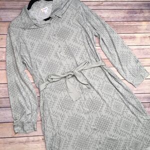 NEW w/ Tags Lularoe Ellie Shirt Dress Gray Aztec Striped Full Button NWT
